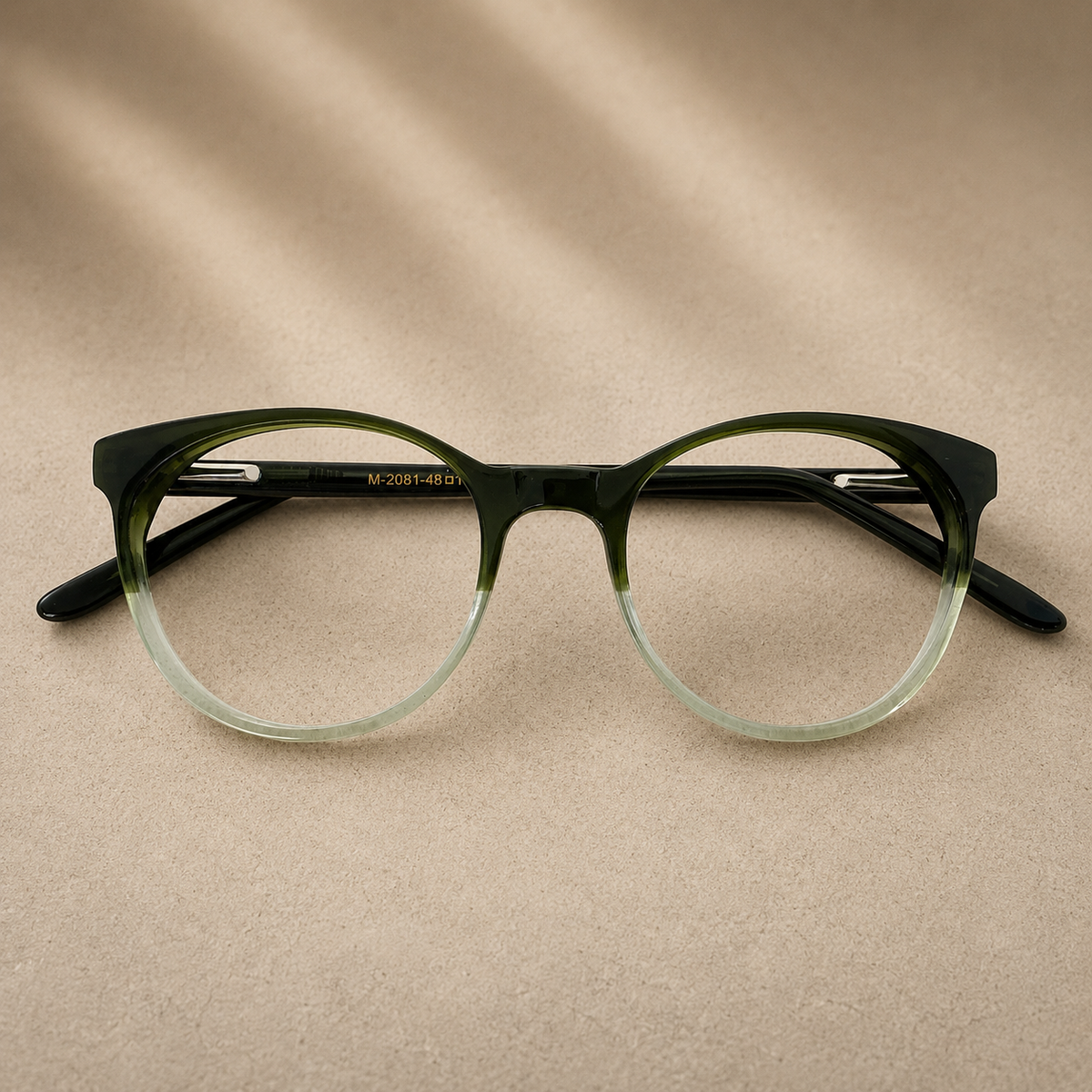 Green Gradient Round Acetate Frame, 48 mm