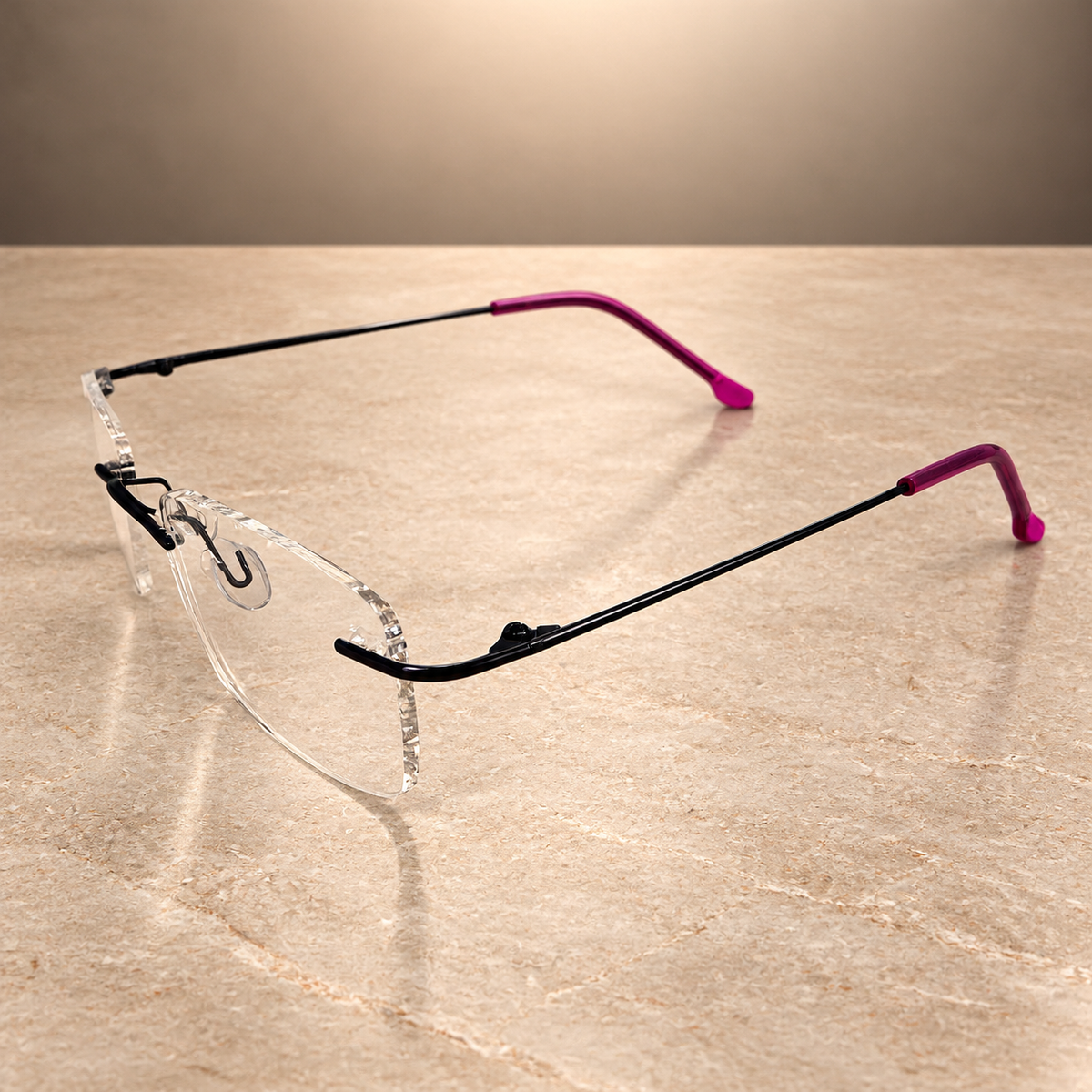 IP Beta-Titanium Rimless Frame, Burgundy Temples