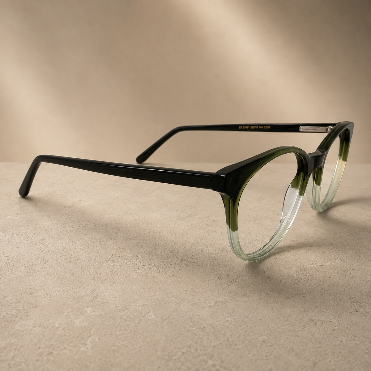 Green Gradient Round Acetate Frame, 48 mm
