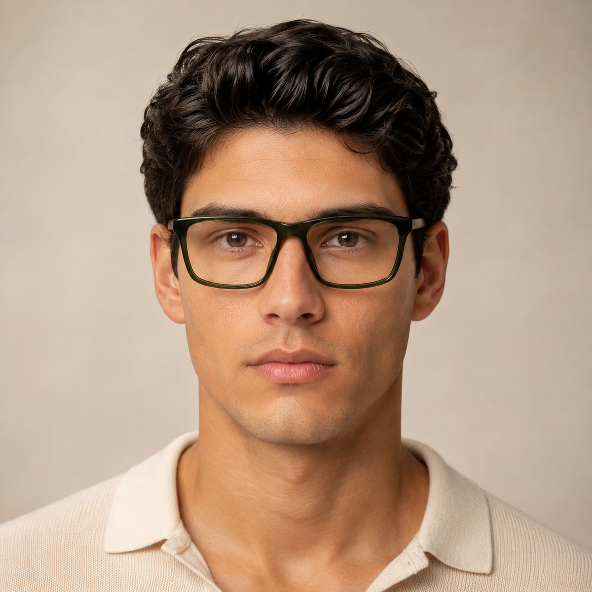 Olive-Leopard Rectangular Acetate Frame