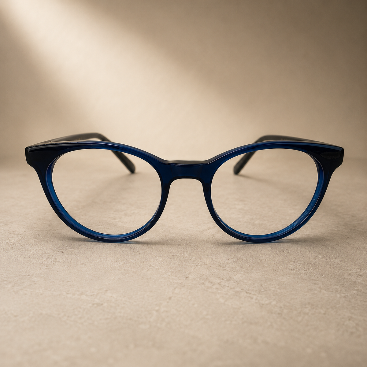 Denim Blue Round Acetate Frame, 48 mm