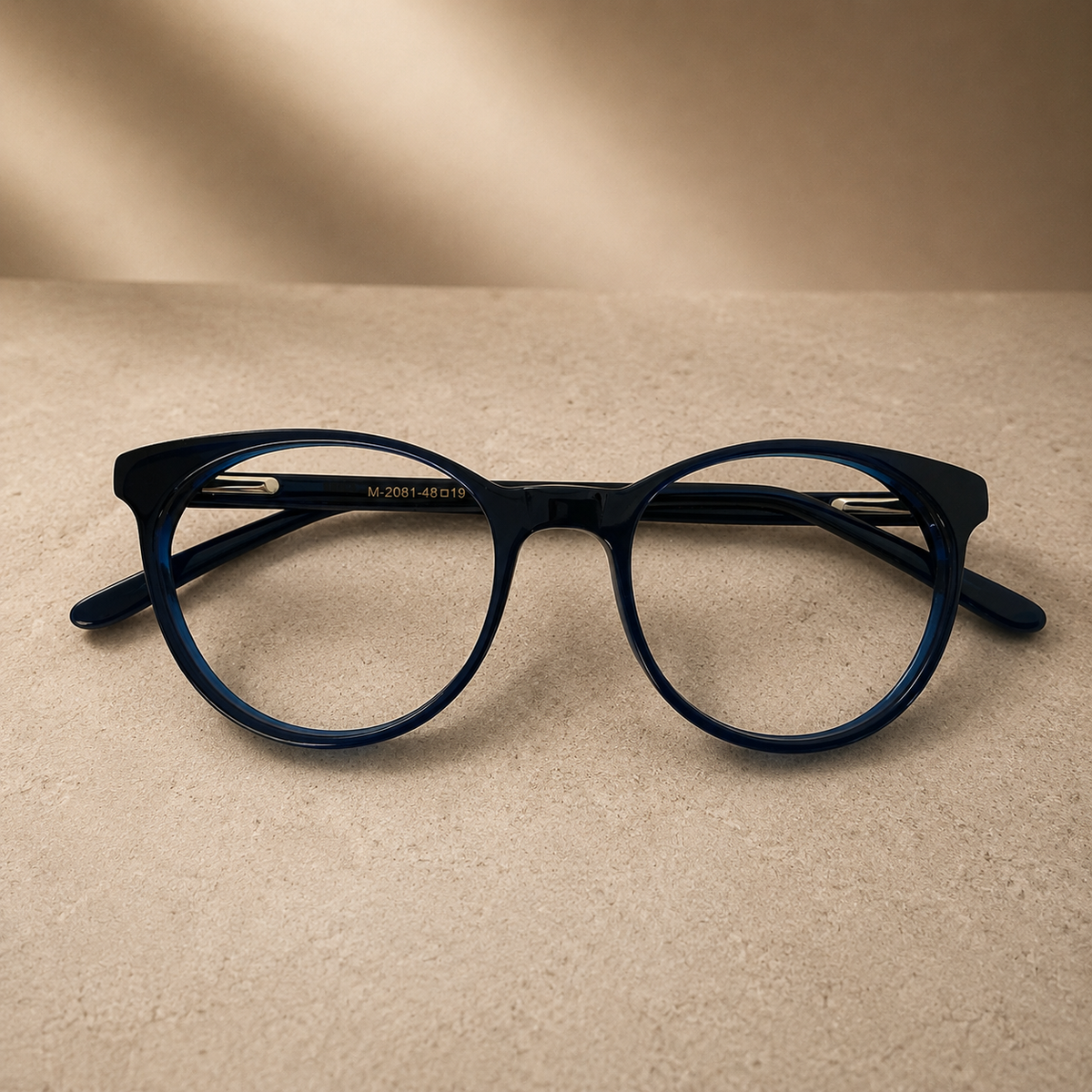 Denim Blue Round Acetate Frame, 48 mm