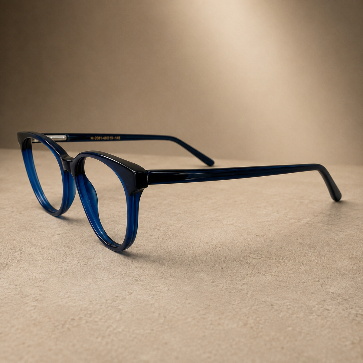 Denim Blue Round Acetate Frame, 48 mm