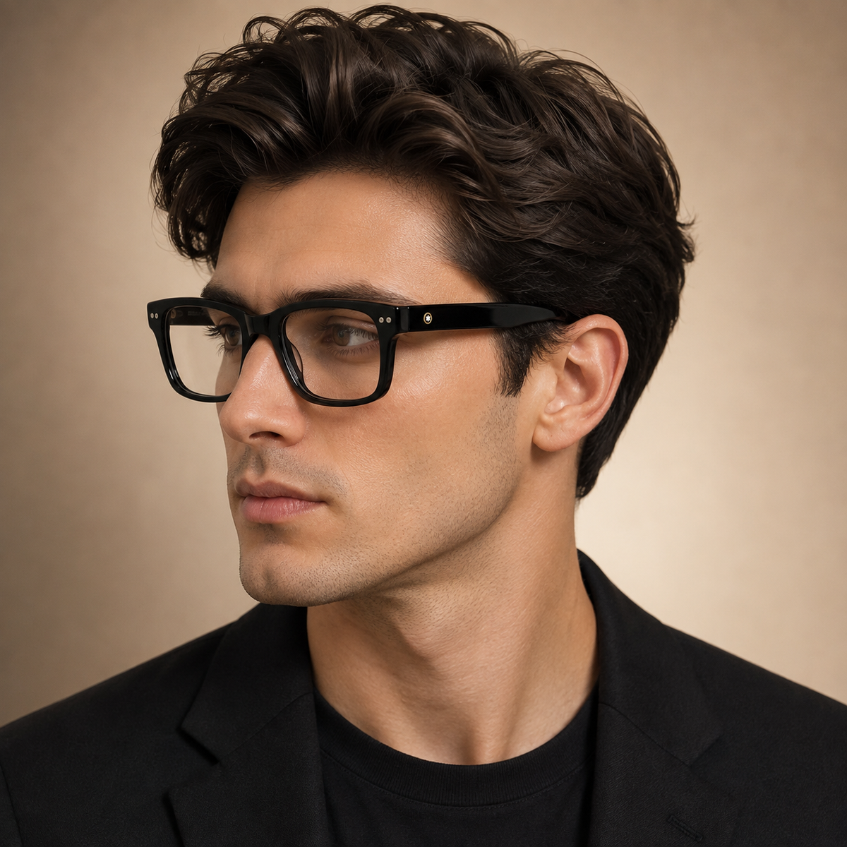 Black Rectangular Full Acetate Frame