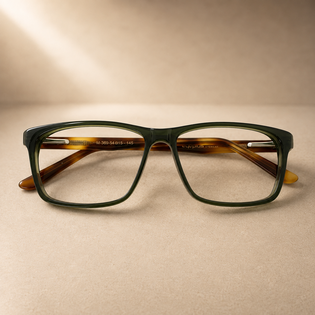 Olive-Leopard Rectangular Acetate Frame