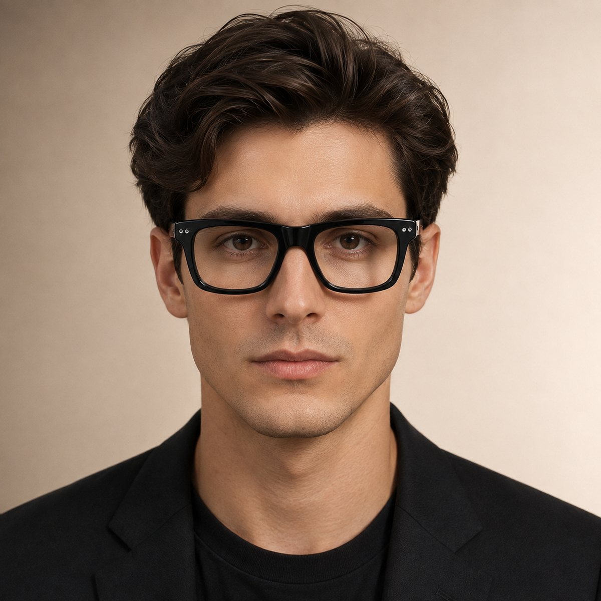Black Rectangular Full Acetate Frame