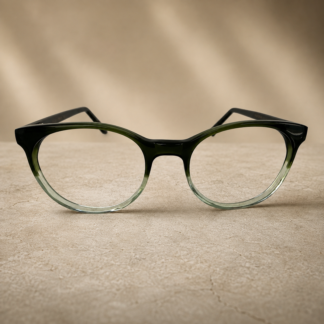 Green Gradient Round Acetate Frame, 48 mm