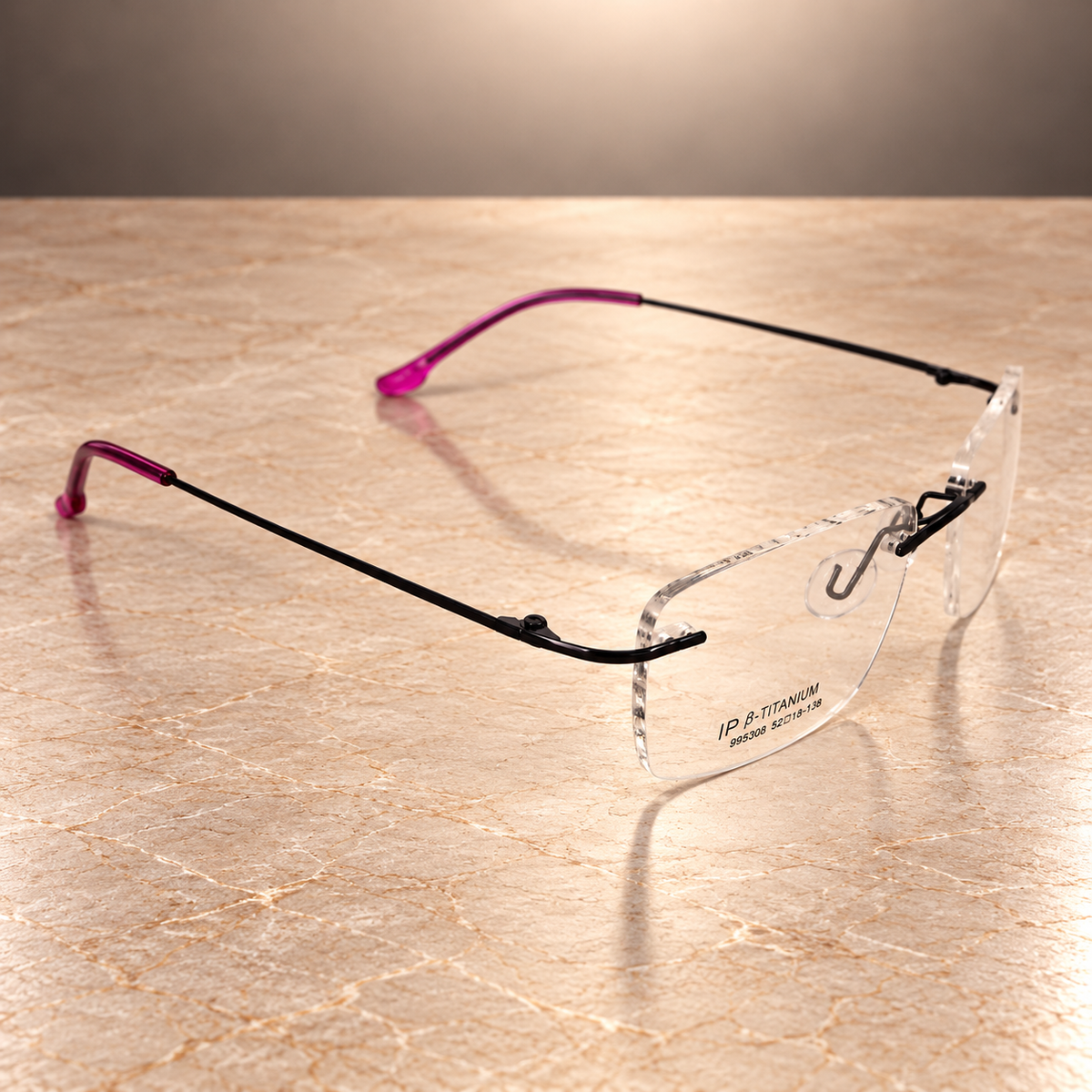 IP Beta-Titanium Rimless Frame, Burgundy Temples