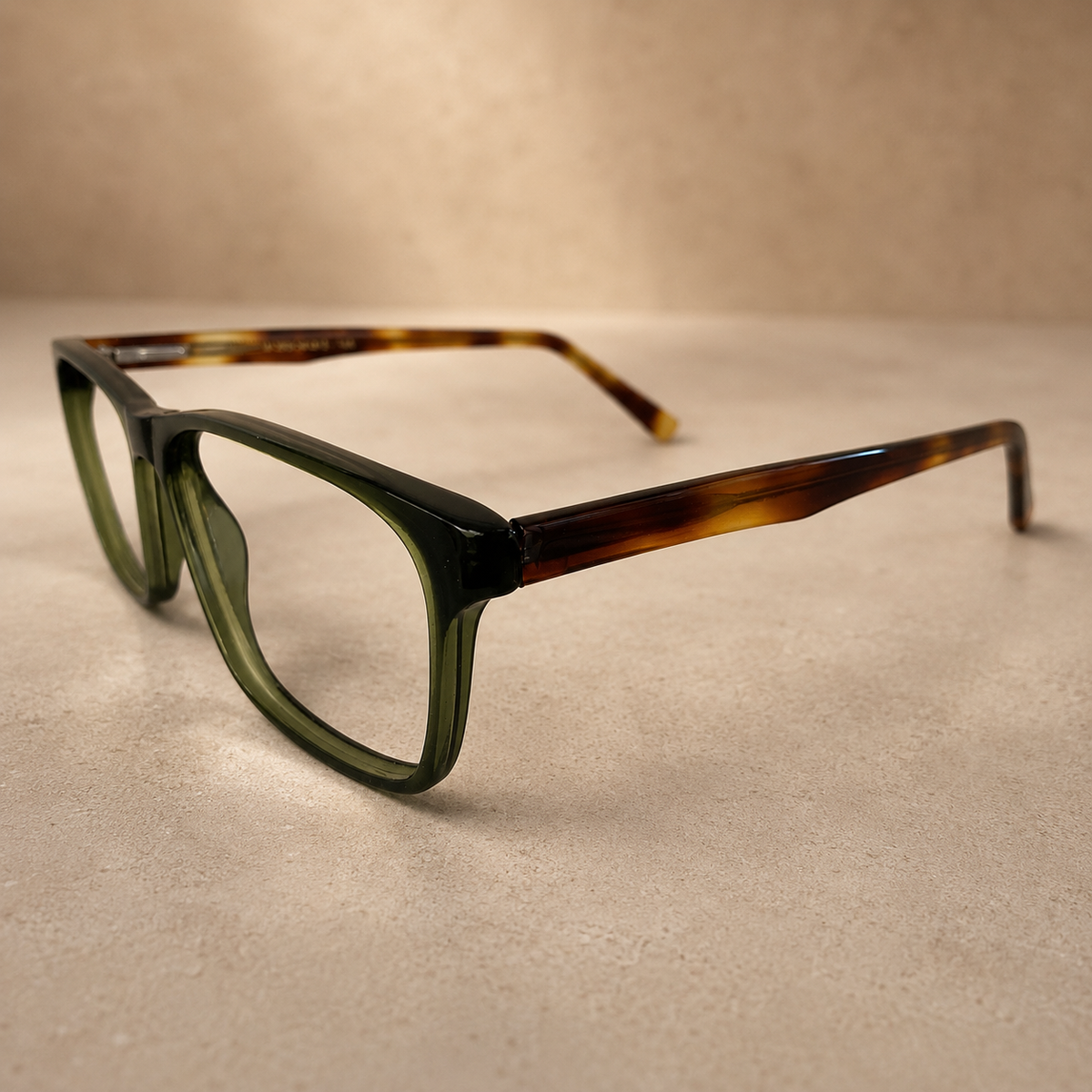 Olive-Leopard Rectangular Acetate Frame