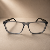 Grey Rectangular Acetate Frame, Black Temples