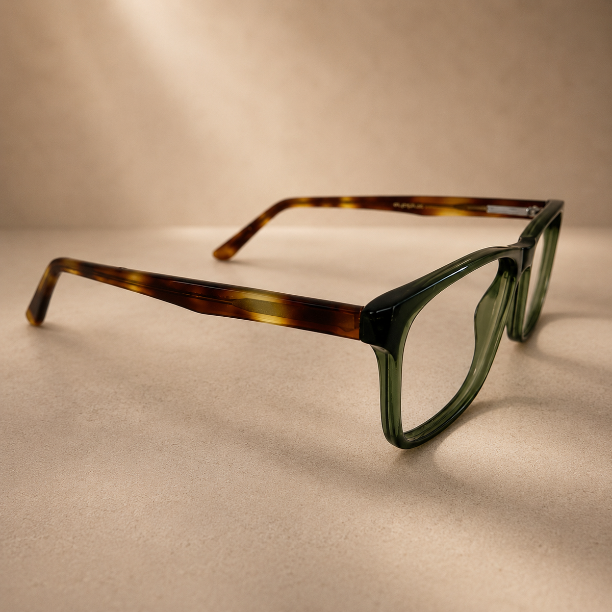 Olive-Leopard Rectangular Acetate Frame