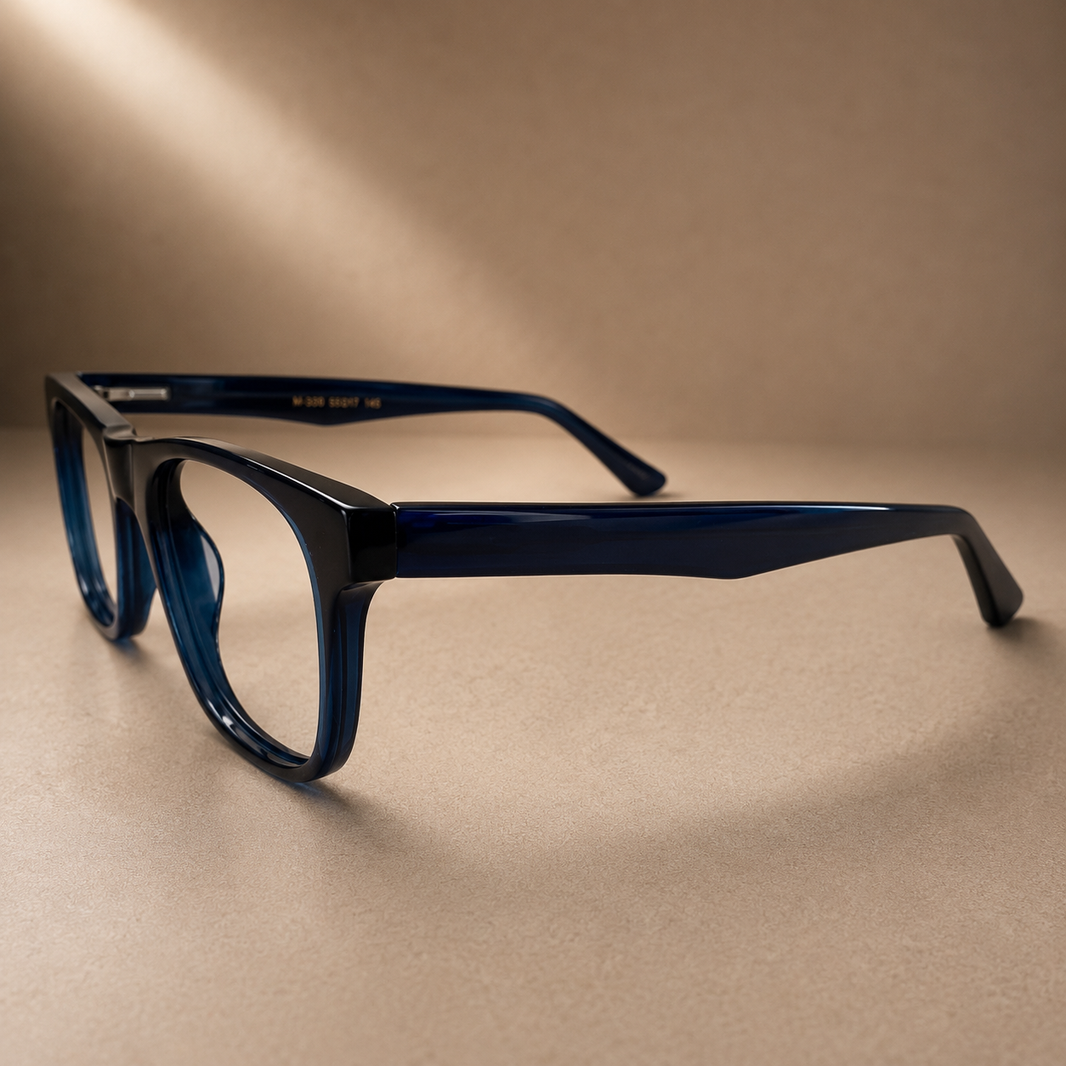 Denim Blue Round Acetate Frame, 48 mm