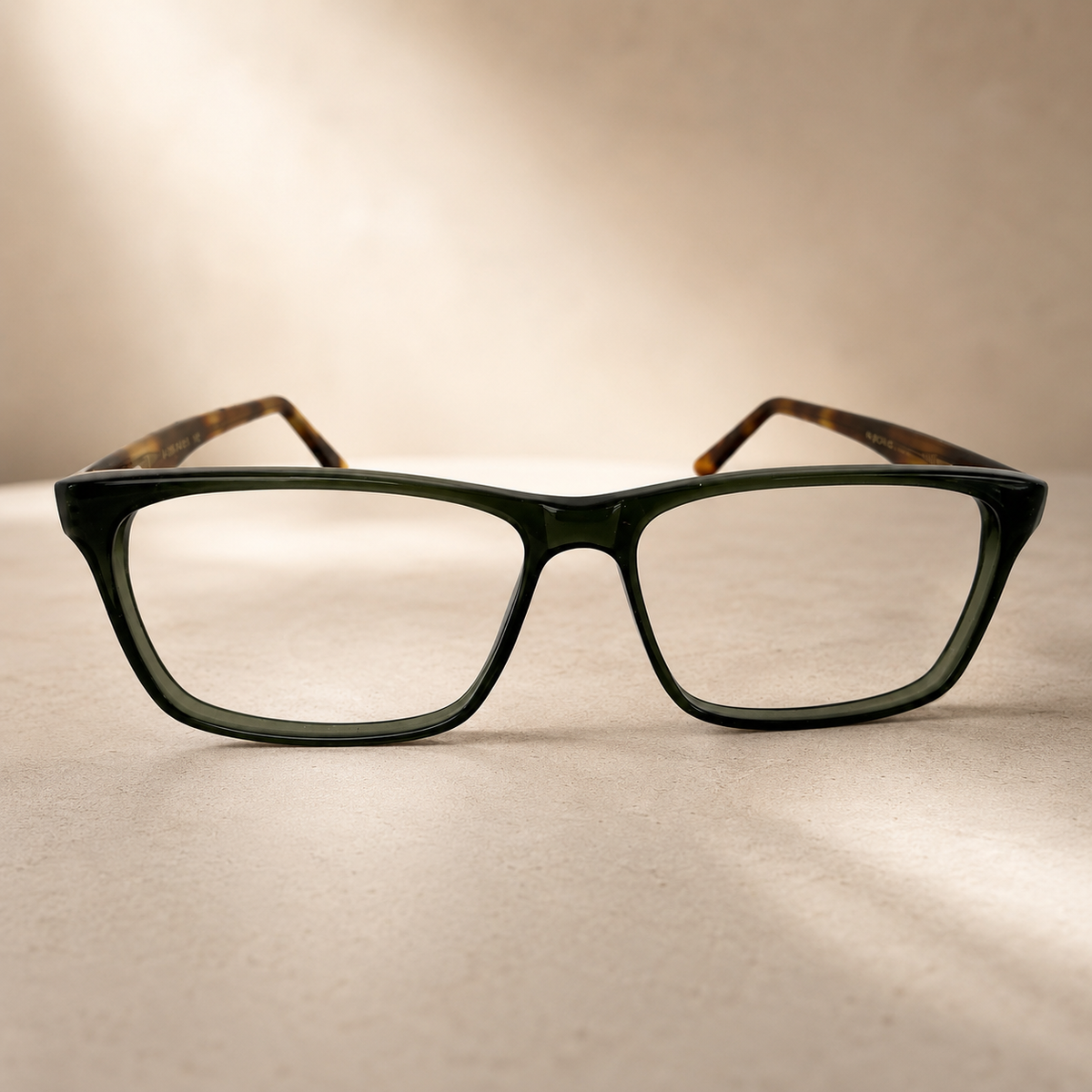 Olive-Leopard Rectangular Acetate Frame