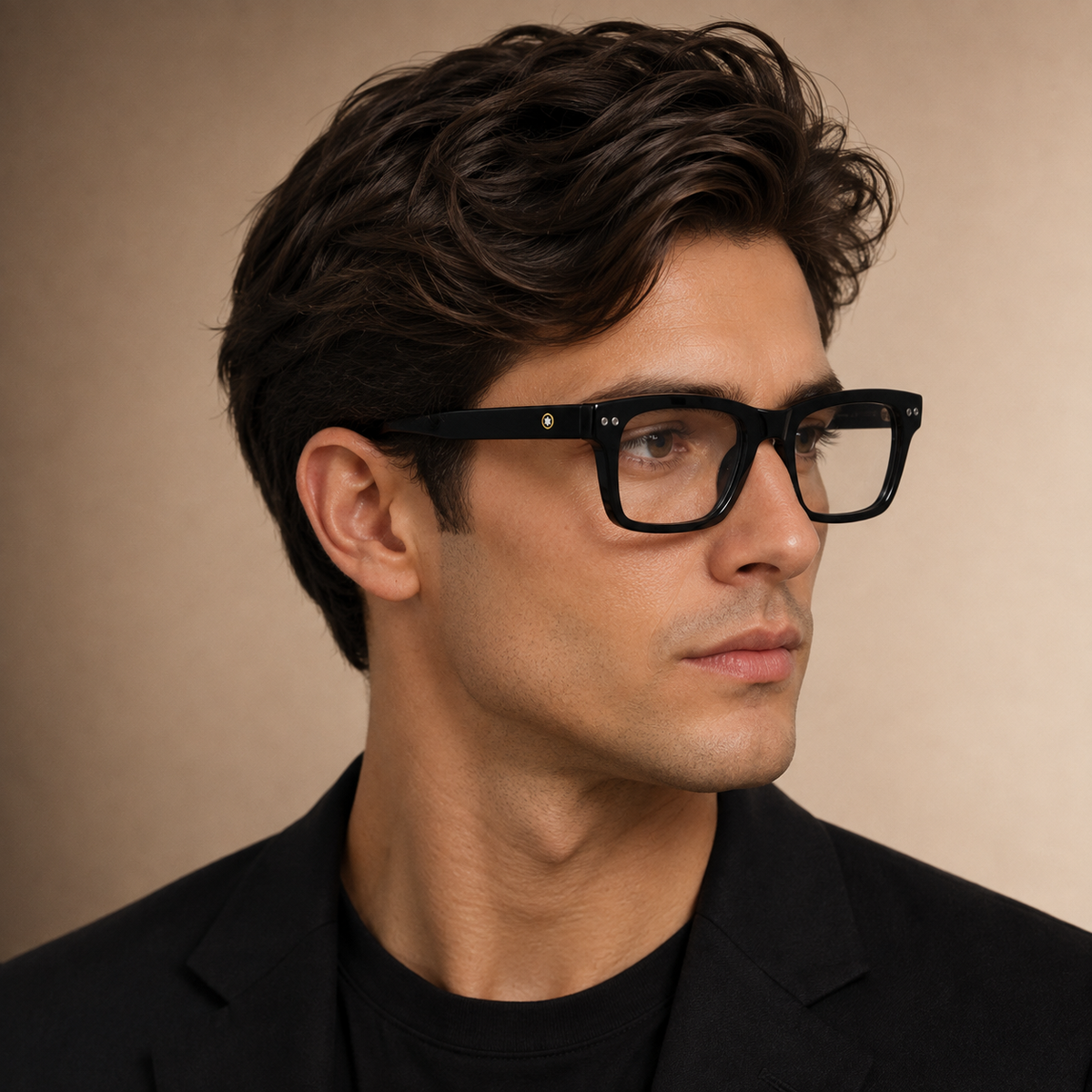 Black Rectangular Full Acetate Frame
